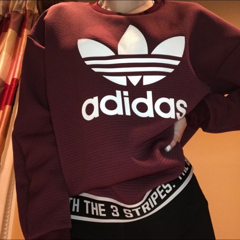 adidas maroon crewneck